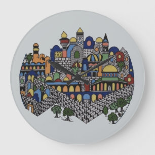 Farbiges Jerusalem Große Wanduhr