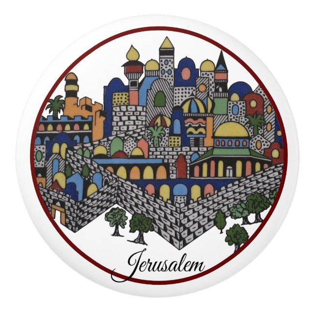 Farbiges Jerusalem Keramikknauf (Vorderseite)