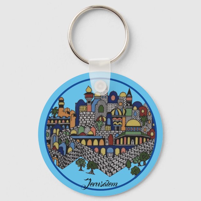 Farbiges Jerusalem Schlüsselanhänger (Vorderseite)