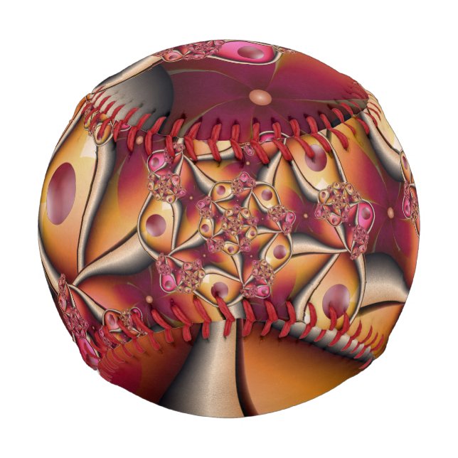 Farbiges Joy Abstrakt Red Orange Fantasy Fraktal Baseball (Vorderseite)