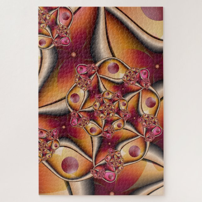 Farbiges Joy Abstrakt Red Orange Fantasy Fraktal Puzzle (Vertikal)