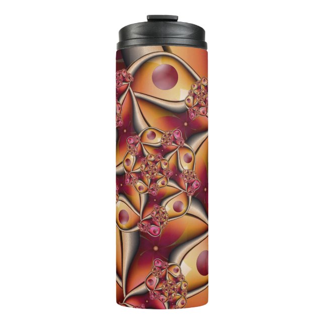 Farbiges Joy Abstrakt Red Orange Fantasy Fraktal Thermosbecher (Vorderseite)