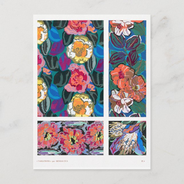 Farbiges Jugendstil-Grafikdesign, Blume Postkarte (Vorderseite)