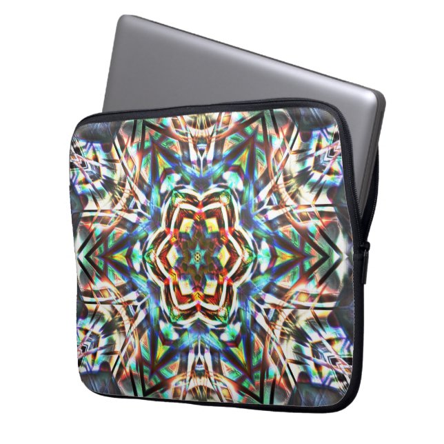 Farbiges Kaleidoskop mit Textur, die Leinwand auss Laptopschutzhülle (Vorderseite Links)