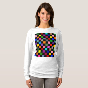 Farbiges Karomuster Design Schwarz T-Shirt