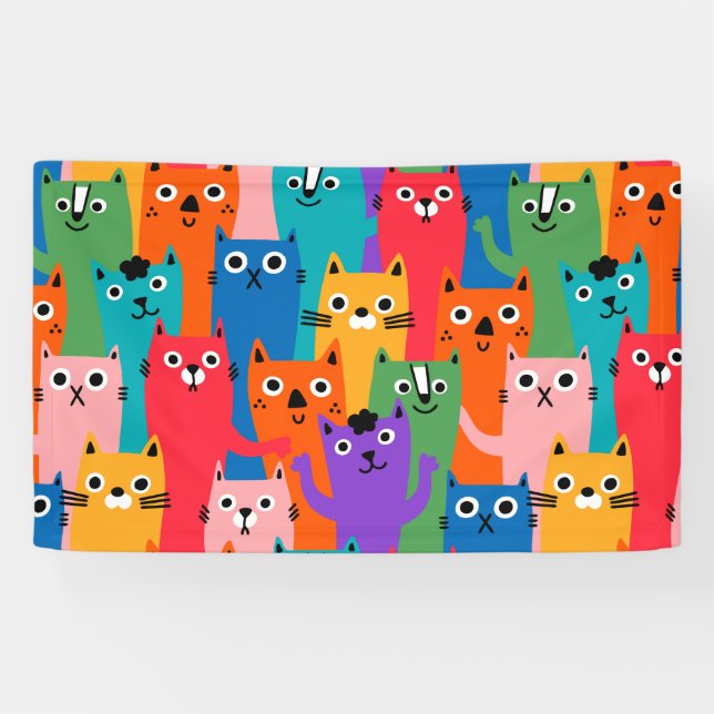 Farbiges Katzen Muster Banner (Horizontal)