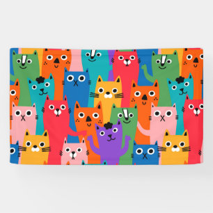 Farbiges Katzen Muster Banner
