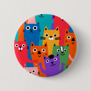 Farbiges Katzen Muster Button