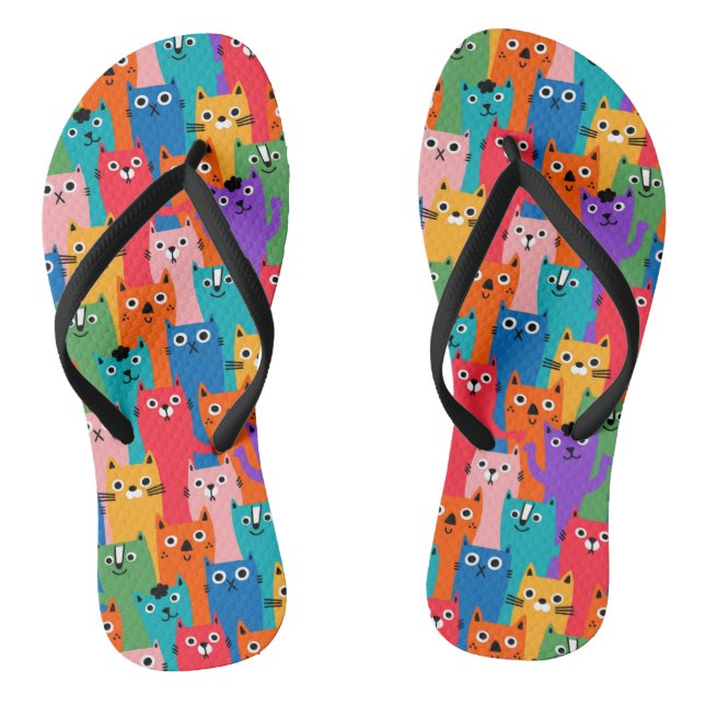 Farbiges Katzen Muster Flip Flops (Fußbett)