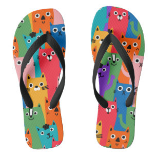 Farbiges Katzen Muster Flip Flops