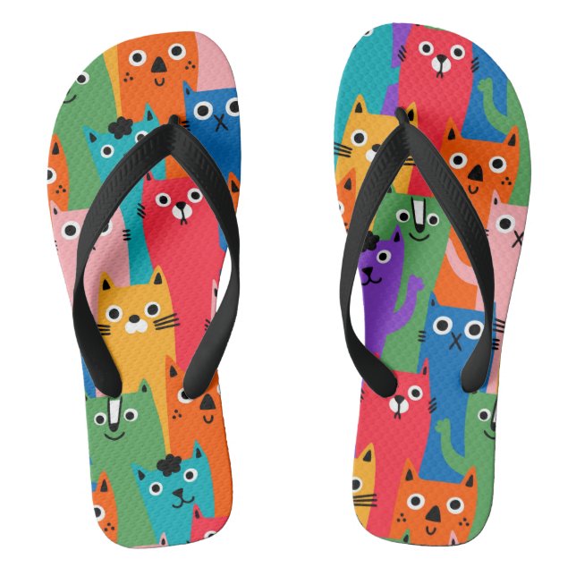 Farbiges Katzen Muster Flip Flops (Fußbett)