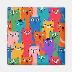 Farbiges Katzen Muster Magnet