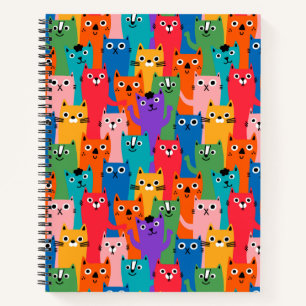 Farbiges Katzen Muster Notizbuch