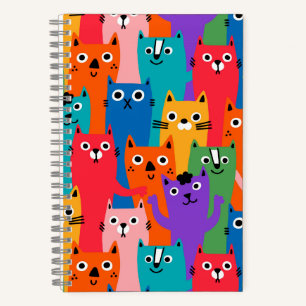 Farbiges Katzen Muster Notizbuch