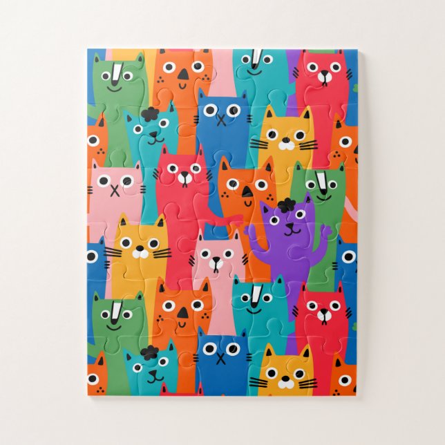Farbiges Katzen Muster Puzzle (Vertikal)