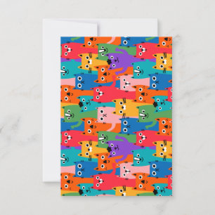 Farbiges Katzen Muster RSVP Karte
