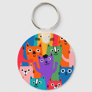 Farbiges Katzen-Muster Schlüsselanhänger