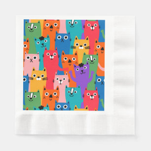 Farbiges Katzen Muster Serviette
