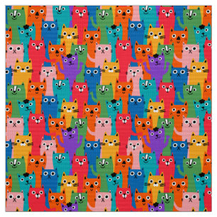 Farbiges Katzen-Muster Stoff