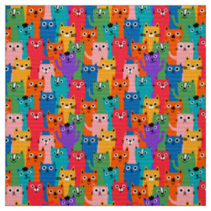 Farbiges Katzen-Muster Stoff