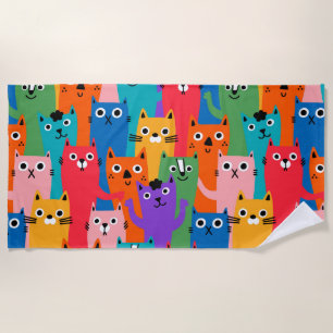 Farbiges Katzen Muster Strandtuch
