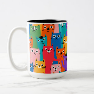 Farbiges Katzen Muster Zweifarbige Tasse