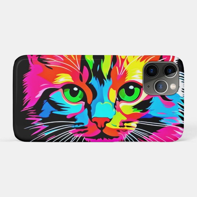 Farbiges Katzendesign Case-Mate iPhone Hülle (Rückseite (Horizontal))