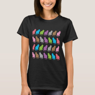 Farbiges Katzenmuster T-Shirt
