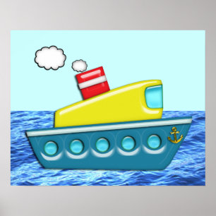 Farbiges Kinderboot Poster