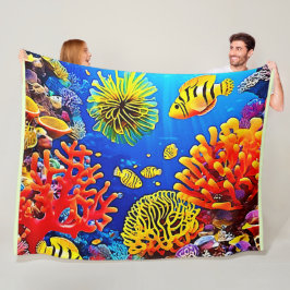 Farbiges Korallenriff-Design Fleecedecke