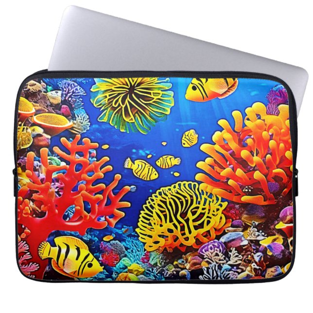 Farbiges Korallenriff-Design Laptopschutzhülle (Vorderseite)