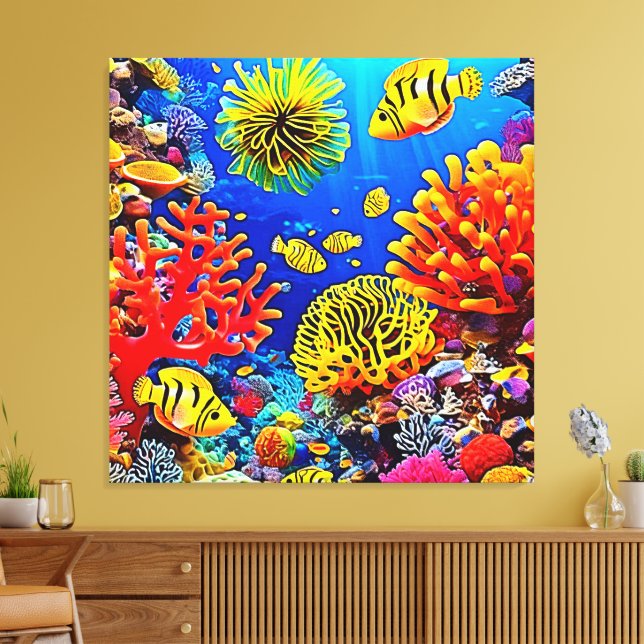 Farbiges Korallenriff-Design Leinwanddruck (Insitu (Wohnzimmer))