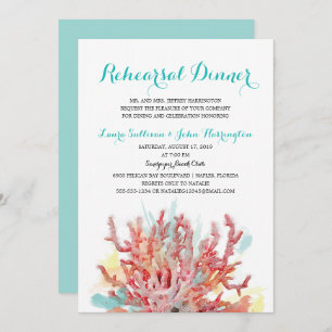 Farbiges Korallenriff Wasserfarbe  Probe Abendesse Einladung