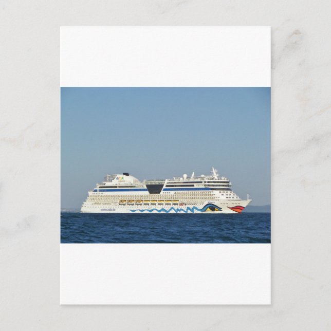 Farbiges Kreuzfahrtschiff Postkarte (Vorderseite)