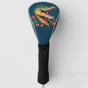 Farbiges Krokodil-Portrait Golf Headcover