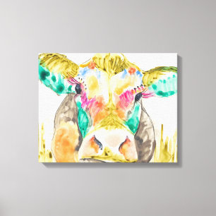 Farbiges Kuhdesign Leinwanddruck