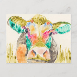Farbiges Kuhdesign Postkarte