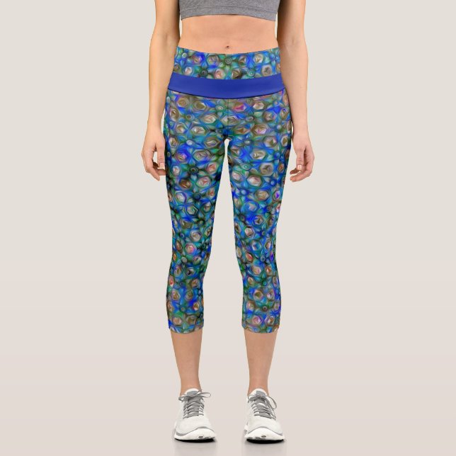 Farbiges Künstlerisches Abstraktes geometrisches M Capri Leggings (Vorderseite)
