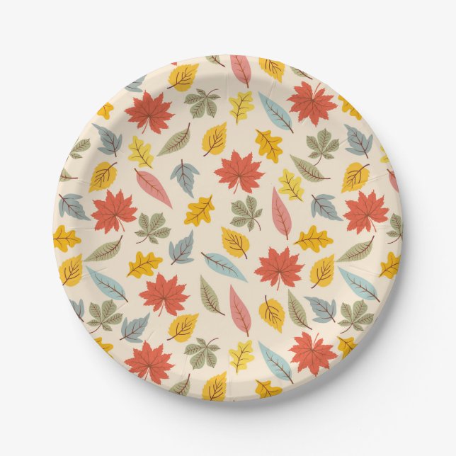 Farbiges Leaf Fall Pattern Pappteller (Vorderseite)
