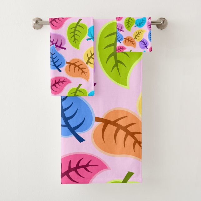 Farbiges Leaf-Muster Badhandtuch Set (Insitu)