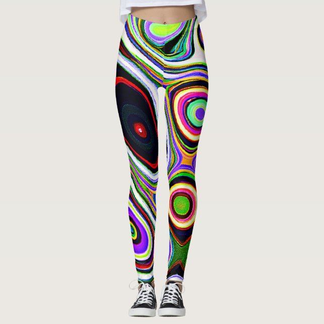 Farbiges, lebhaftes Abstraktionsmuster Leggings (Vorderseite)