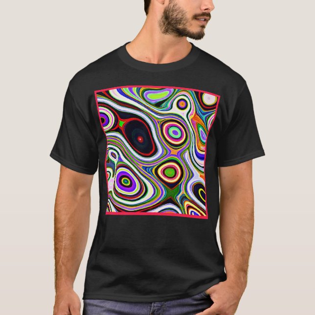 Farbiges, lebhaftes Abstraktionsmuster T-Shirt (Vorderseite)