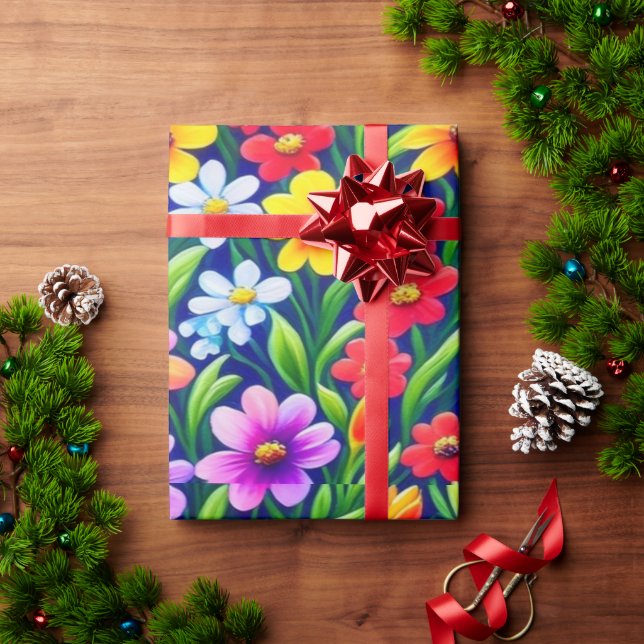 Farbiges, lebhaftes Blume-Umschlagpapier Geschenkpapier (Feiertagsgeschenk)