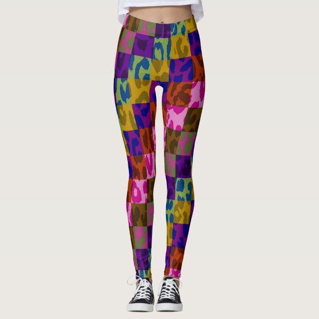 Farbiges Leopard-Skin-Muster #24 Leggings (Vorderseite)