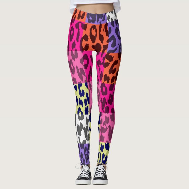 Farbiges Leopard-Skin-Muster #25 Leggings (Vorderseite)