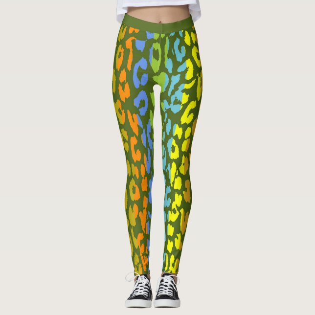 Farbiges Leopard-Skin-Muster #4 Leggings (Vorderseite)