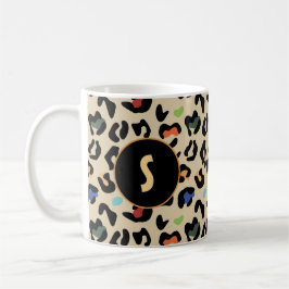 Farbiges Leopardenmuster mit Monogramm  Kaffeetasse