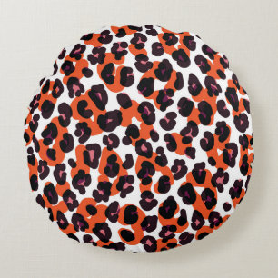 Farbiges Leopardenmuster: Nahtloses Design. Rundes Kissen