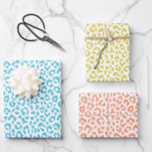 Farbiges Leopardenpapier Geschenkpapier Set