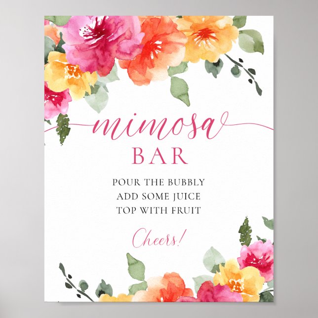 Farbiges, leuchtend blühendes Mimosa-Bar Poster (Vorne)